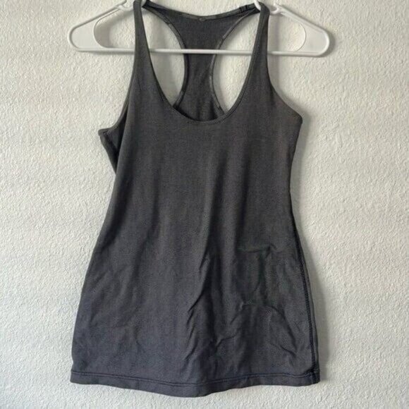 lululemon athletica Tops - S1 Lululemon black gray white striped Racerback tank top fits size 6